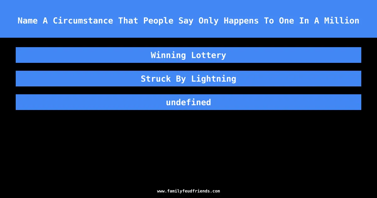 Name A Circumstance That People Say Only Happens To One In A Million answer