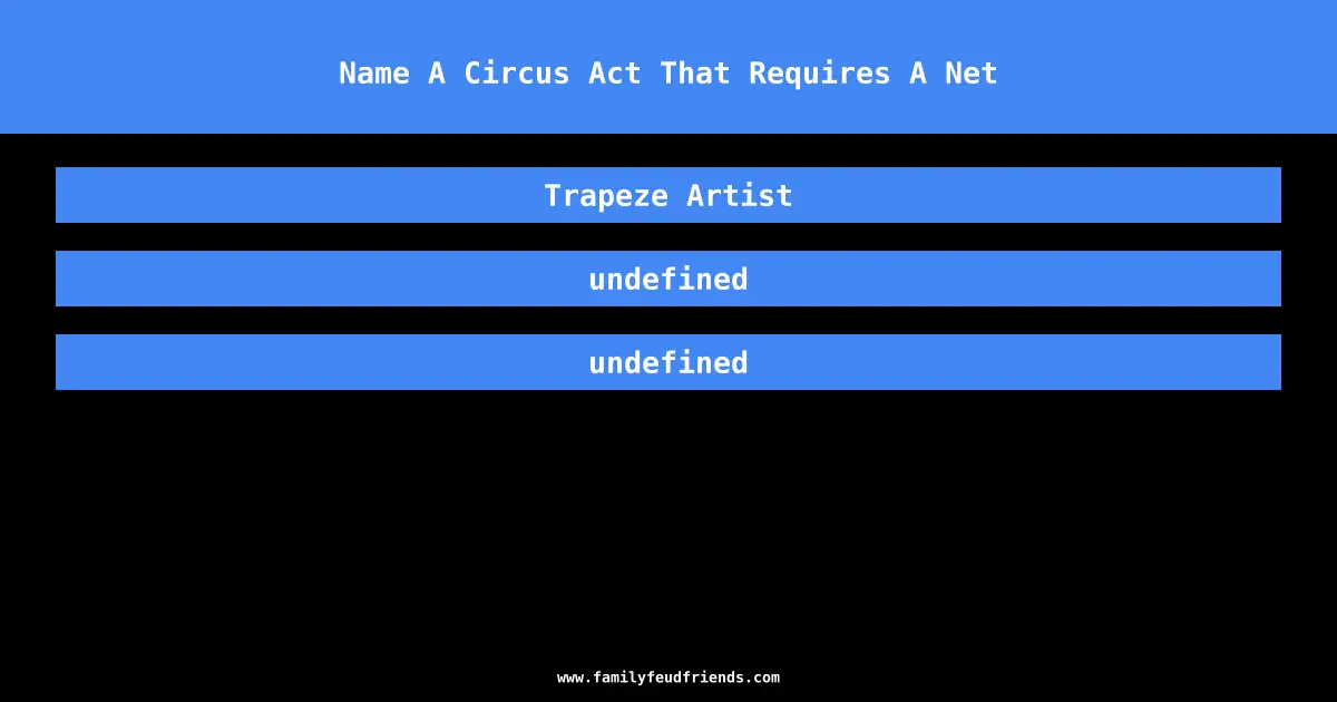 Name A Circus Act That Requires A Net answer