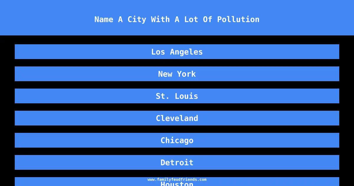 Name A City With A Lot Of Pollution answer