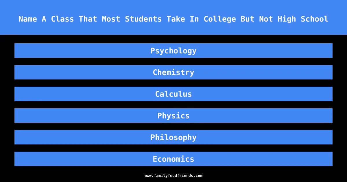 Name A Class That Most Students Take In College But Not High School answer