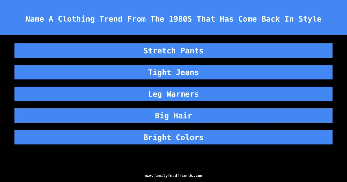 Name A Clothing Trend From The 1980S That Has Come Back In Style answer