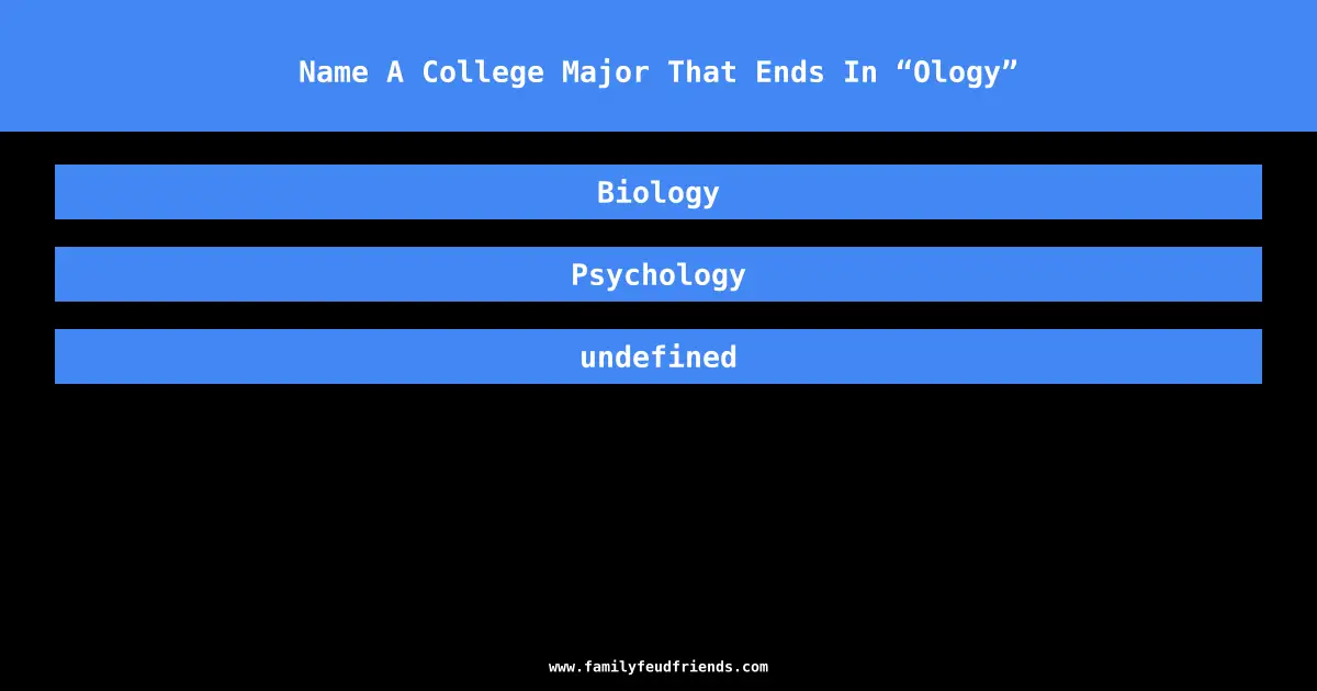Name A College Major That Ends In “Ology” answer