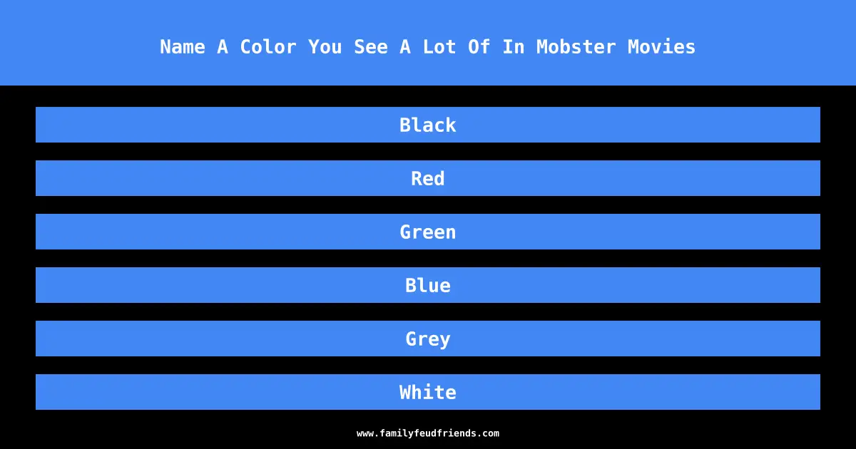 Name A Color You See A Lot Of In Mobster Movies answer