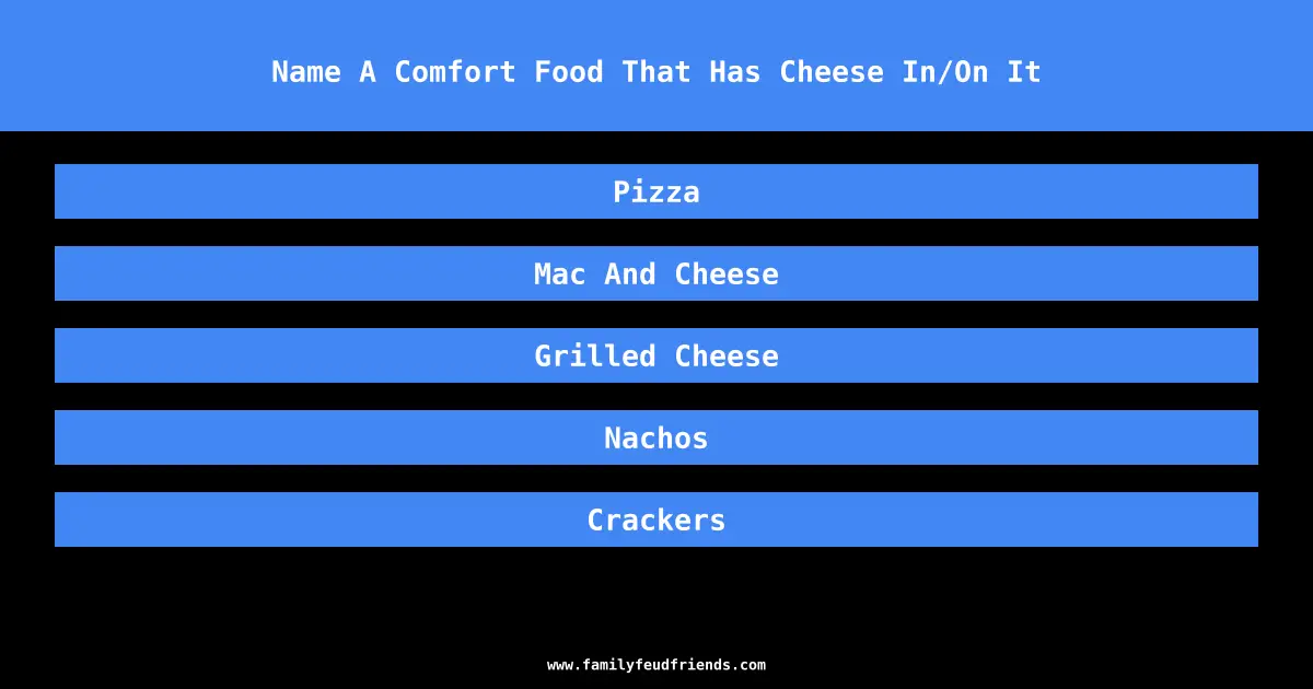Name A Comfort Food That Has Cheese In/On It answer