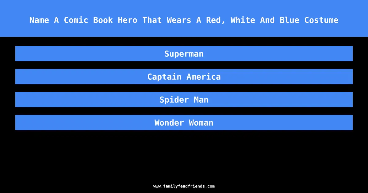 Name A Comic Book Hero That Wears A Red, White And Blue Costume answer