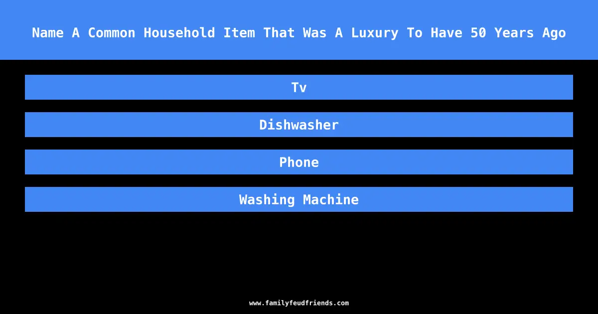 Name A Common Household Item That Was A Luxury To Have 50 Years Ago answer