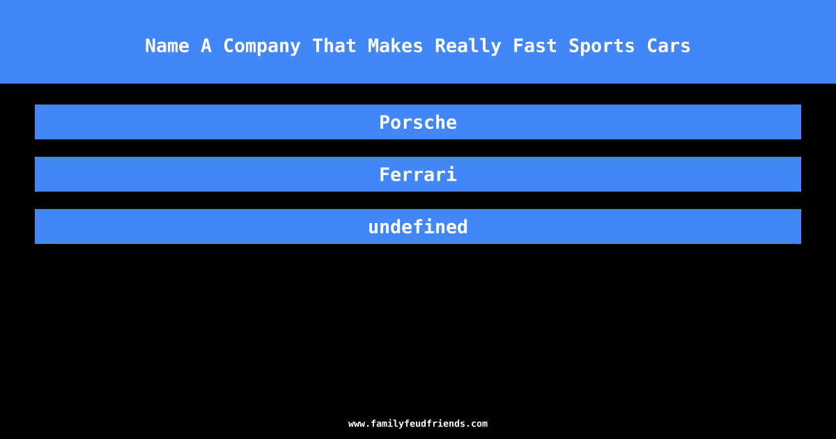 Name A Company That Makes Really Fast Sports Cars answer