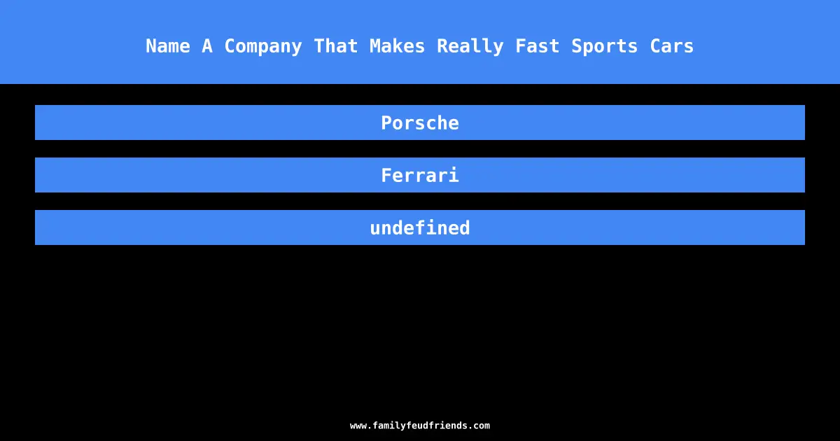 Name A Company That Makes Really Fast Sports Cars answer