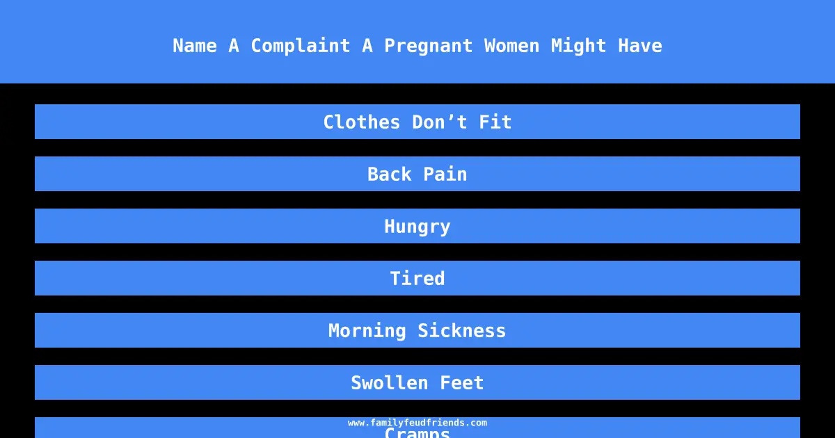 Name A Complaint A Pregnant Women Might Have answer