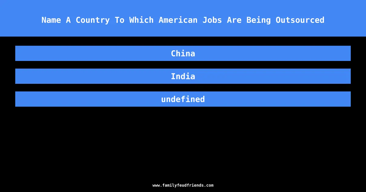Name A Country To Which American Jobs Are Being Outsourced answer