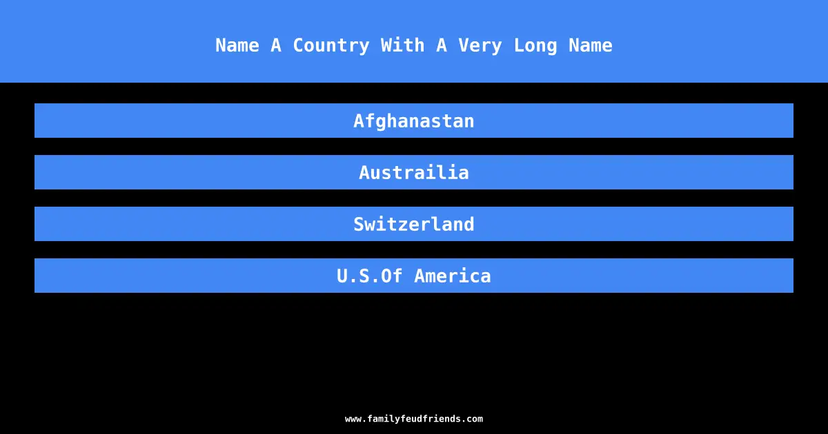 Name A Country With A Very Long Name answer