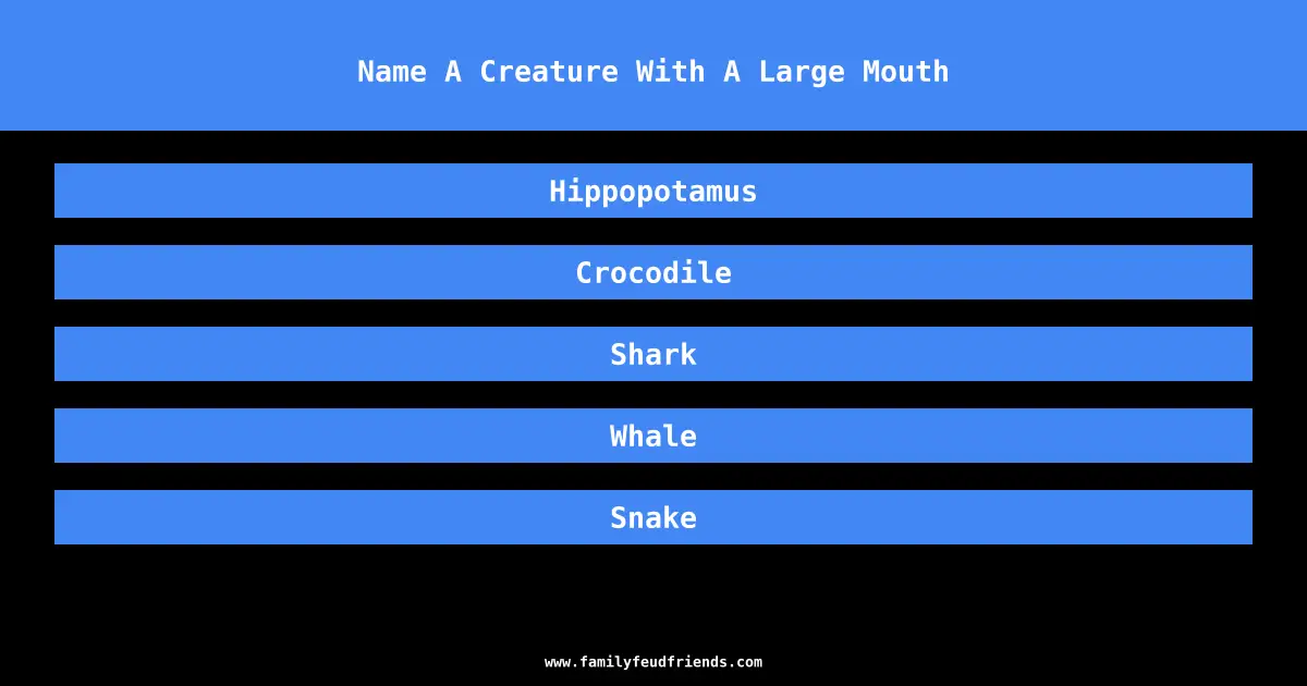 Name A Creature With A Large Mouth answer