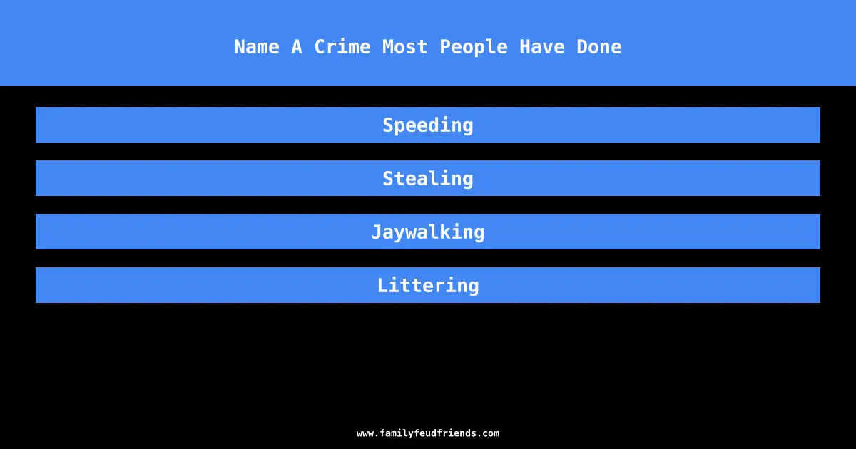 Name A Crime Most People Have Done answer