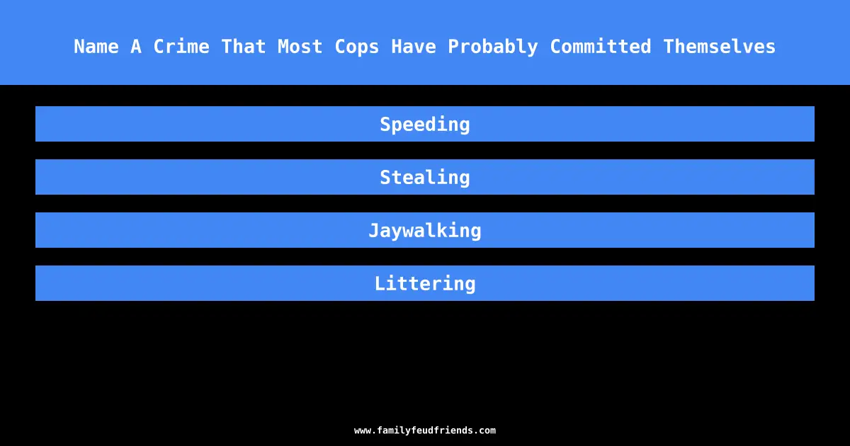 Name A Crime That Most Cops Have Probably Committed Themselves answer