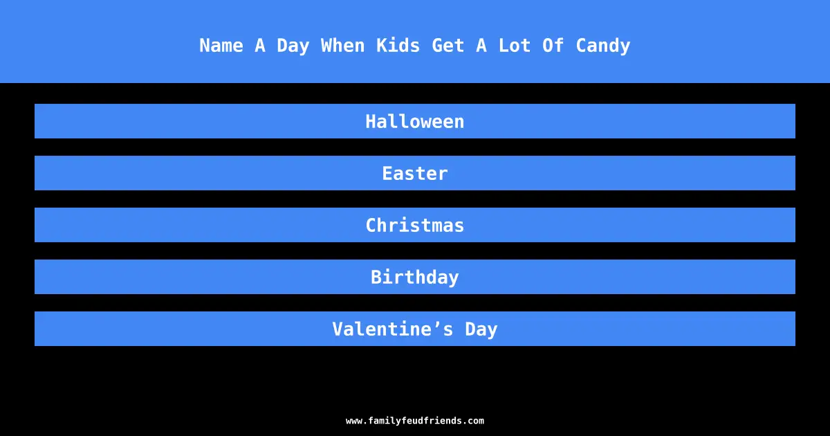 Name A Day When Kids Get A Lot Of Candy answer