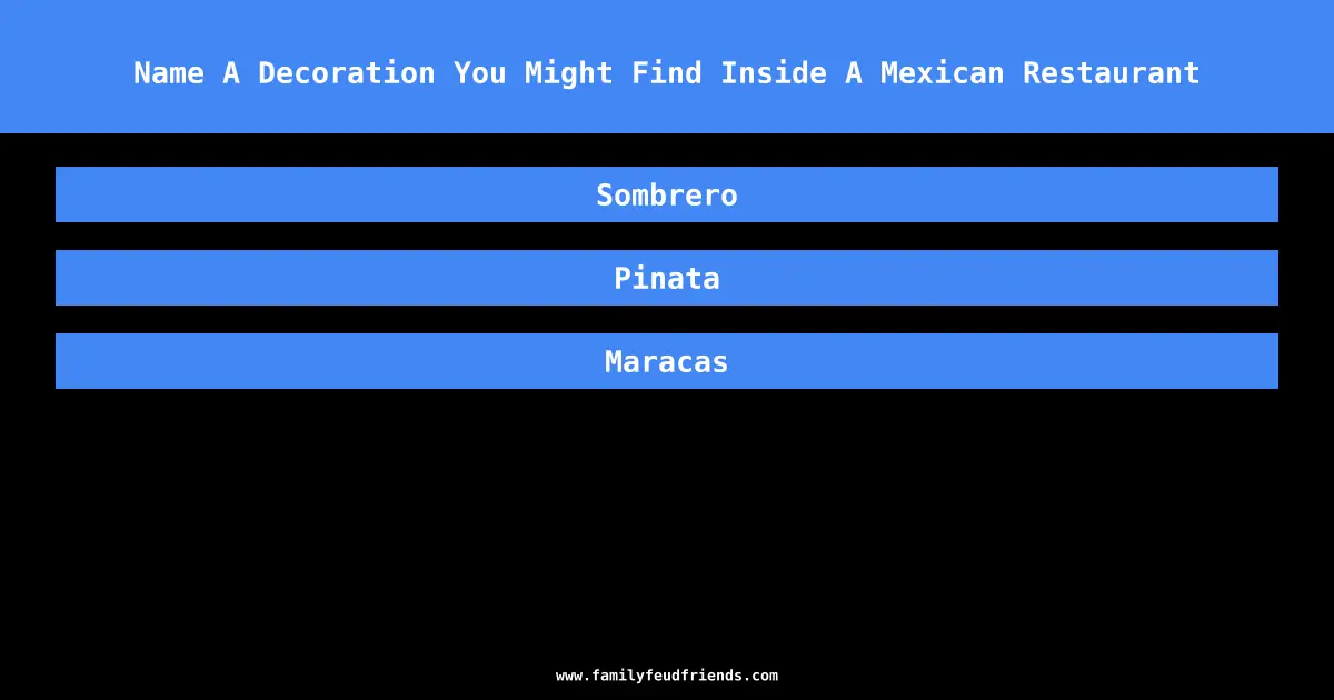 Name A Decoration You Might Find Inside A Mexican Restaurant answer