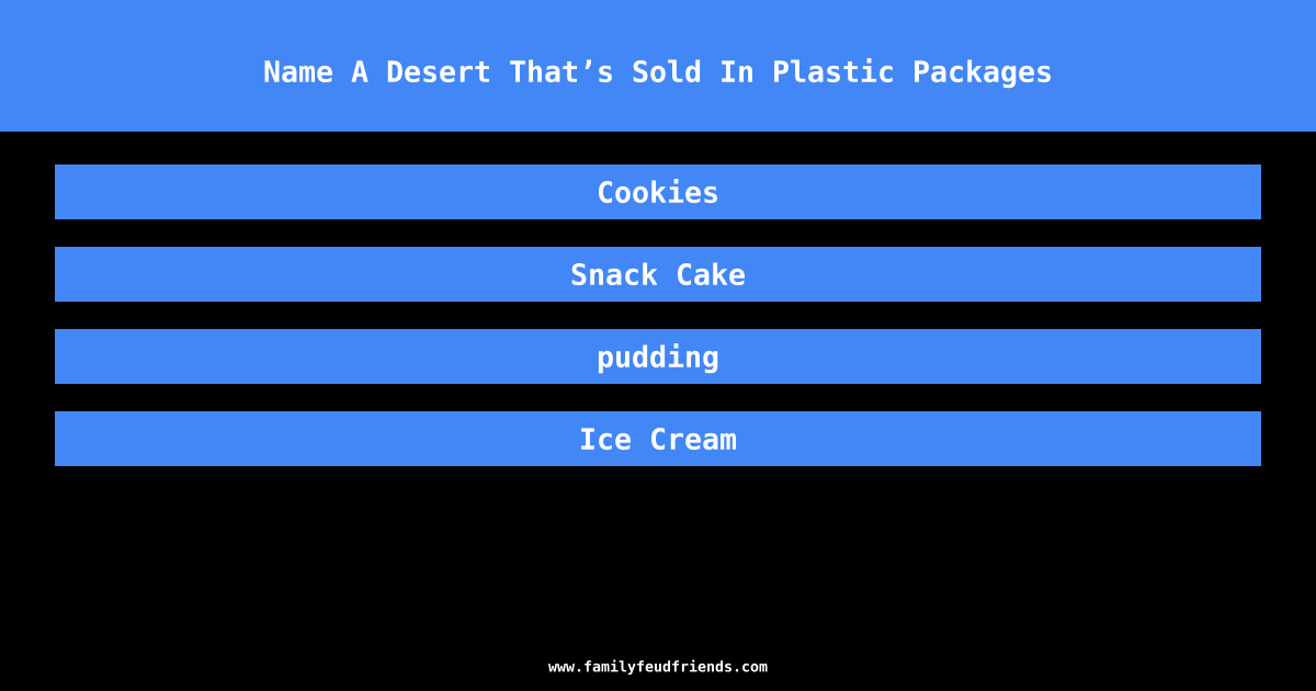 Name A Desert That’s Sold In Plastic Packages answer