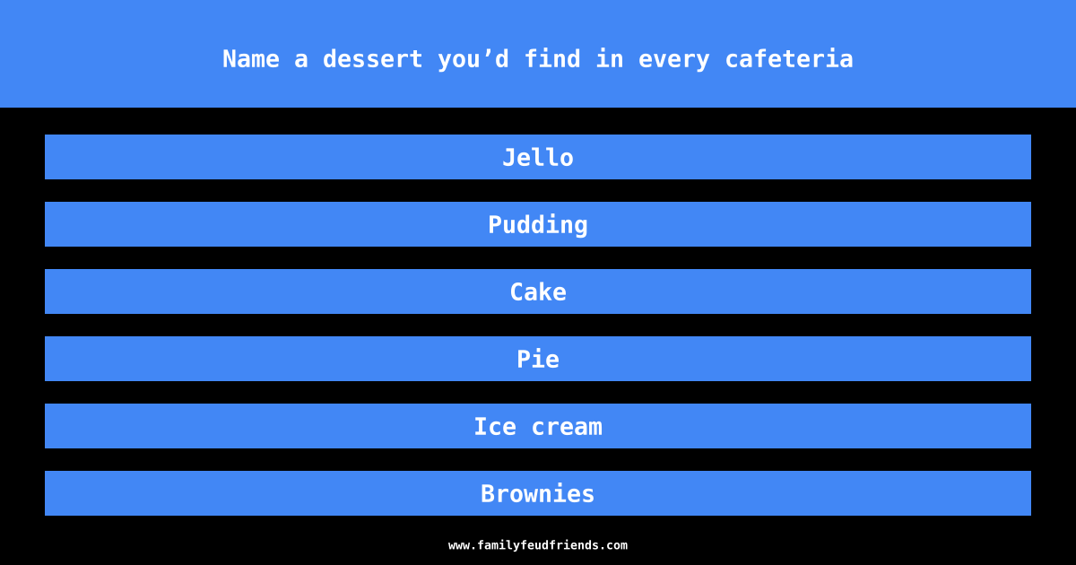 Name a dessert you’d find in every cafeteria answer