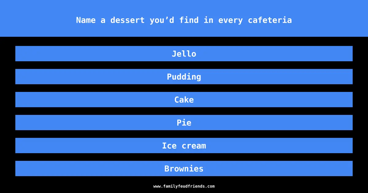 Name a dessert you’d find in every cafeteria answer