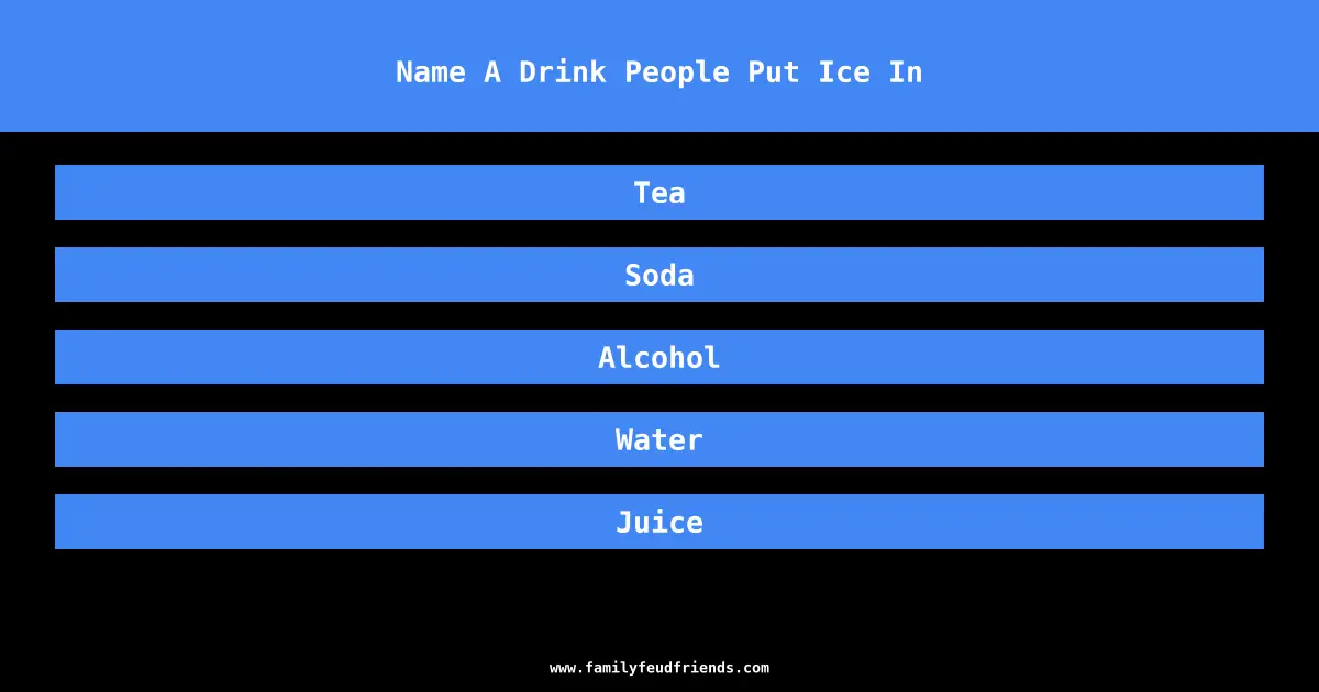 Name A Drink People Put Ice In answer