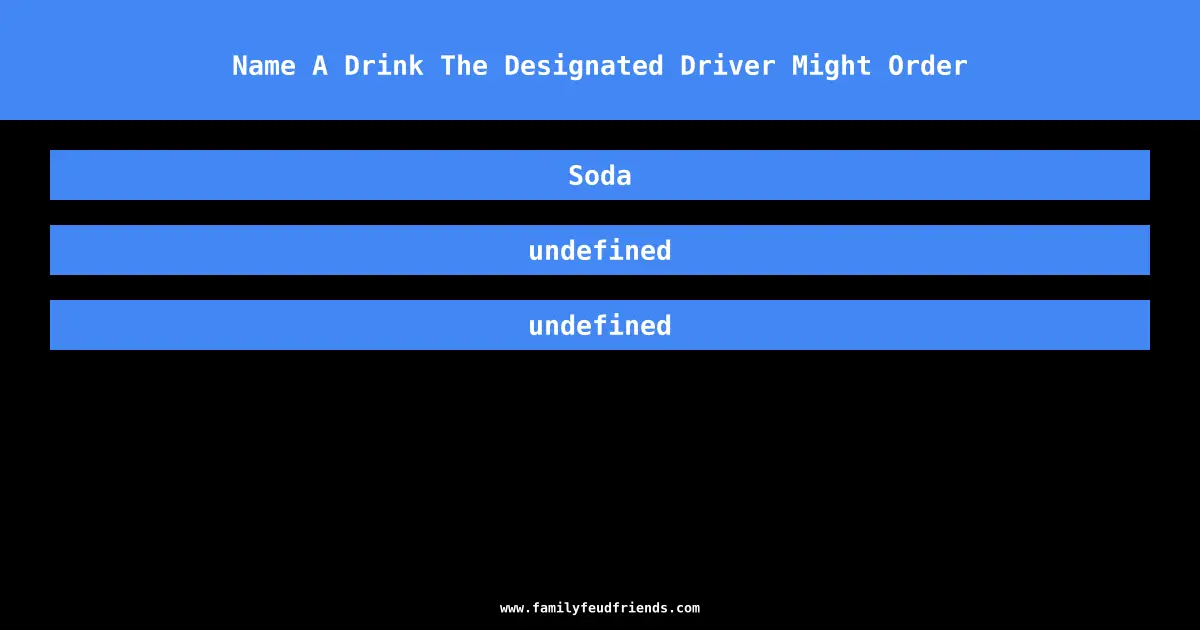 Name A Drink The Designated Driver Might Order answer