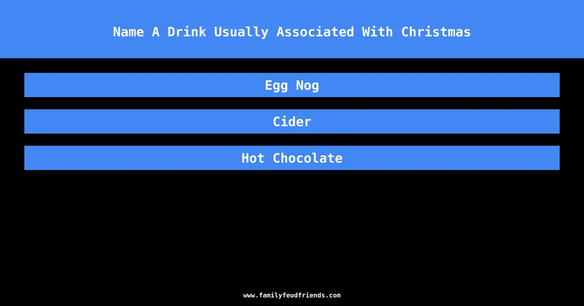 Name A Drink Usually Associated With Christmas answer