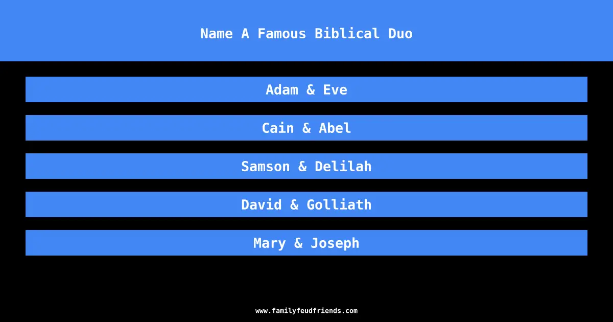 Name A Famous Biblical Duo answer