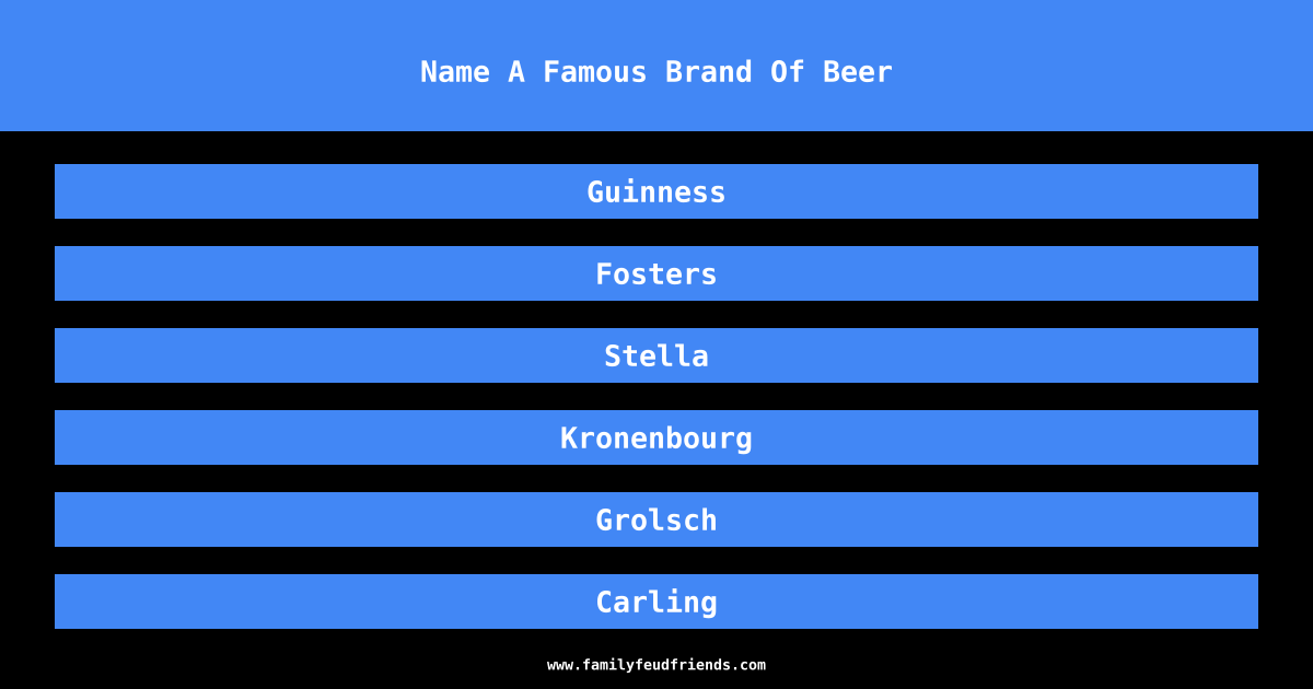 Name A Famous Brand Of Beer answer
