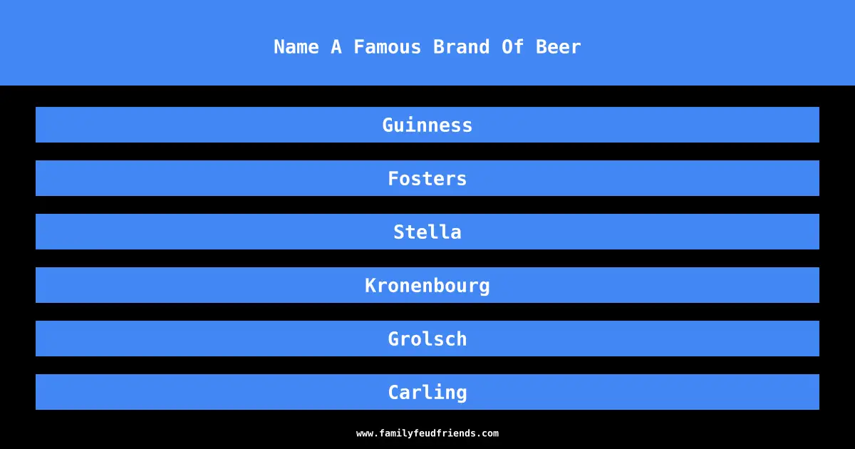 Name A Famous Brand Of Beer answer