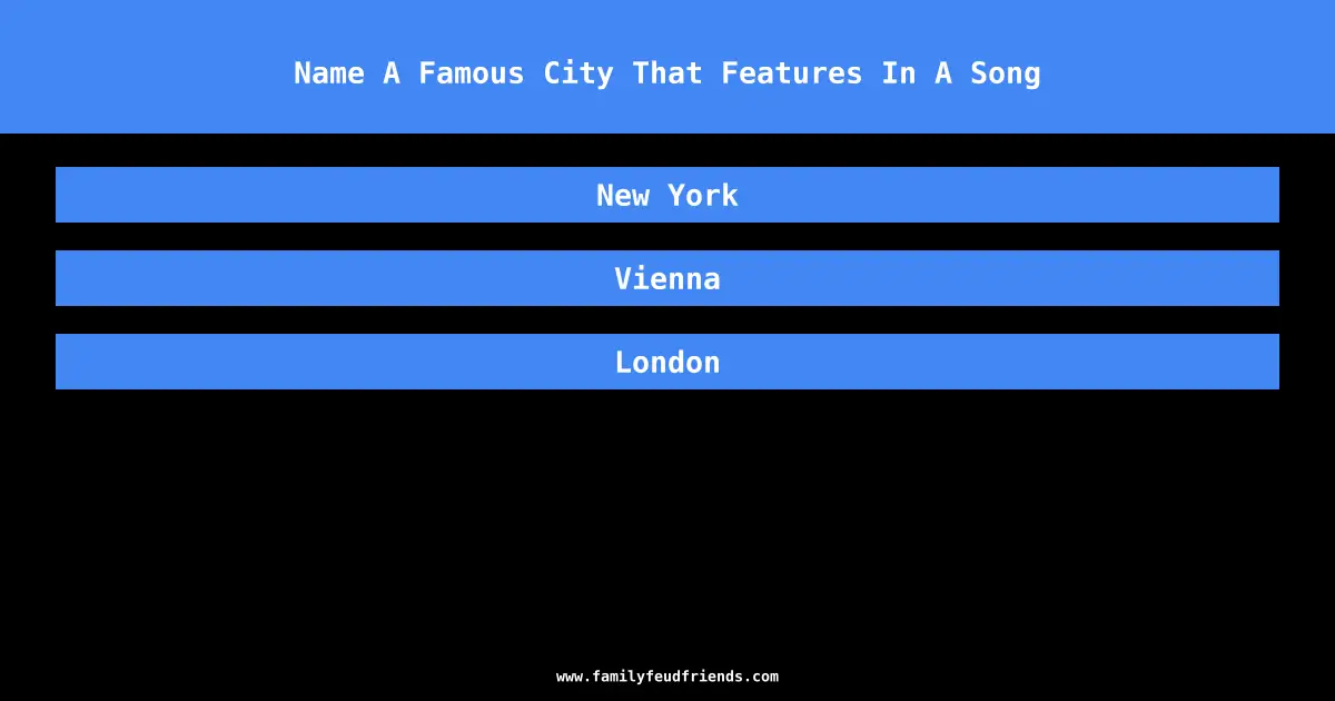 Name A Famous City That Features In A Song answer