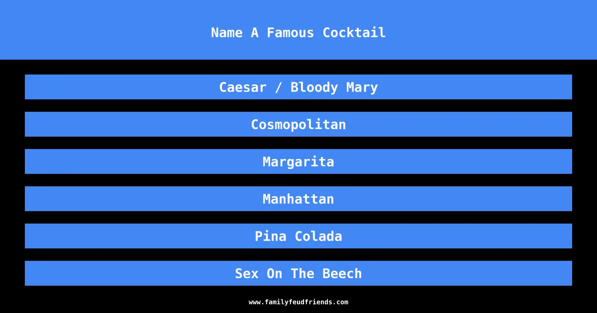 Name A Famous Cocktail answer