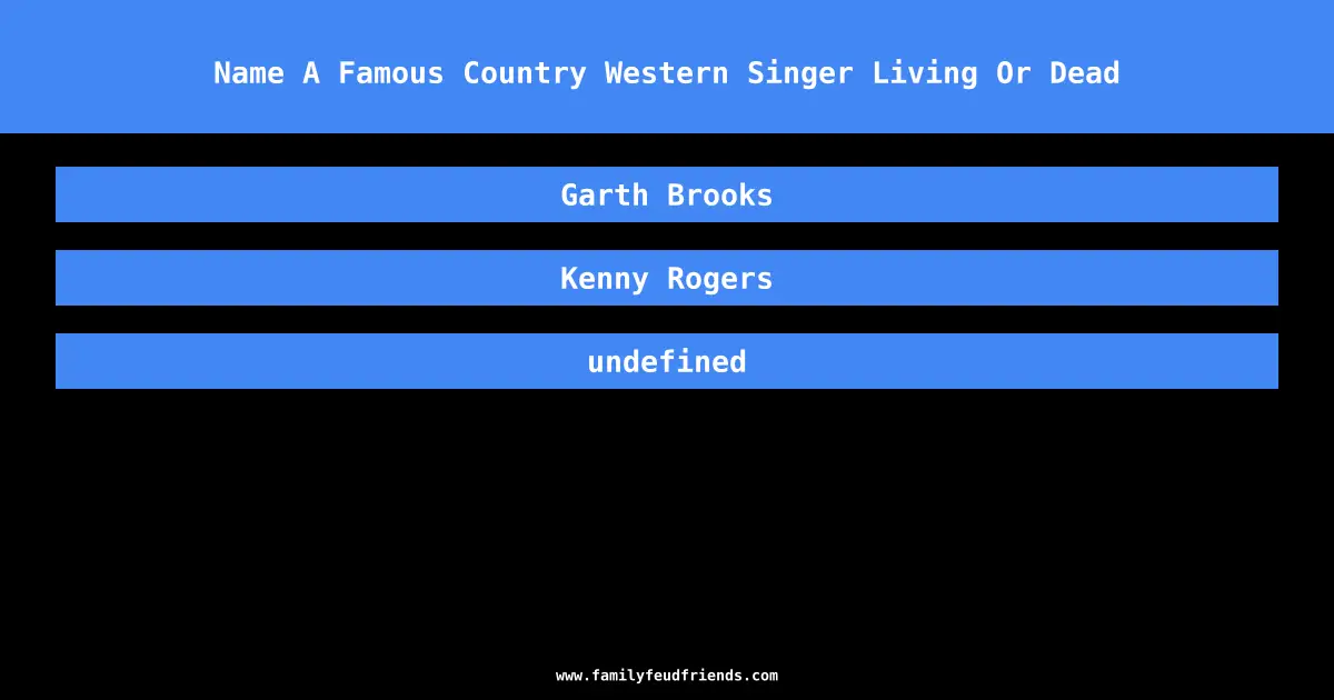 Name A Famous Country Western Singer Living Or Dead answer