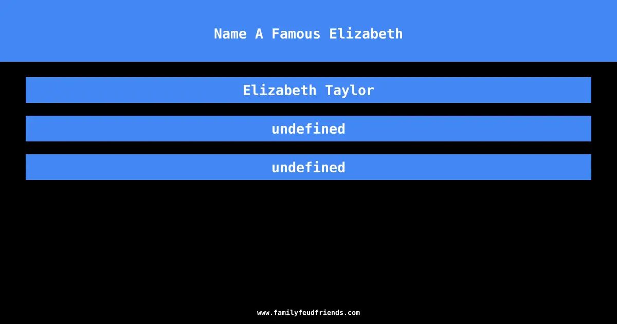 Name A Famous Elizabeth answer