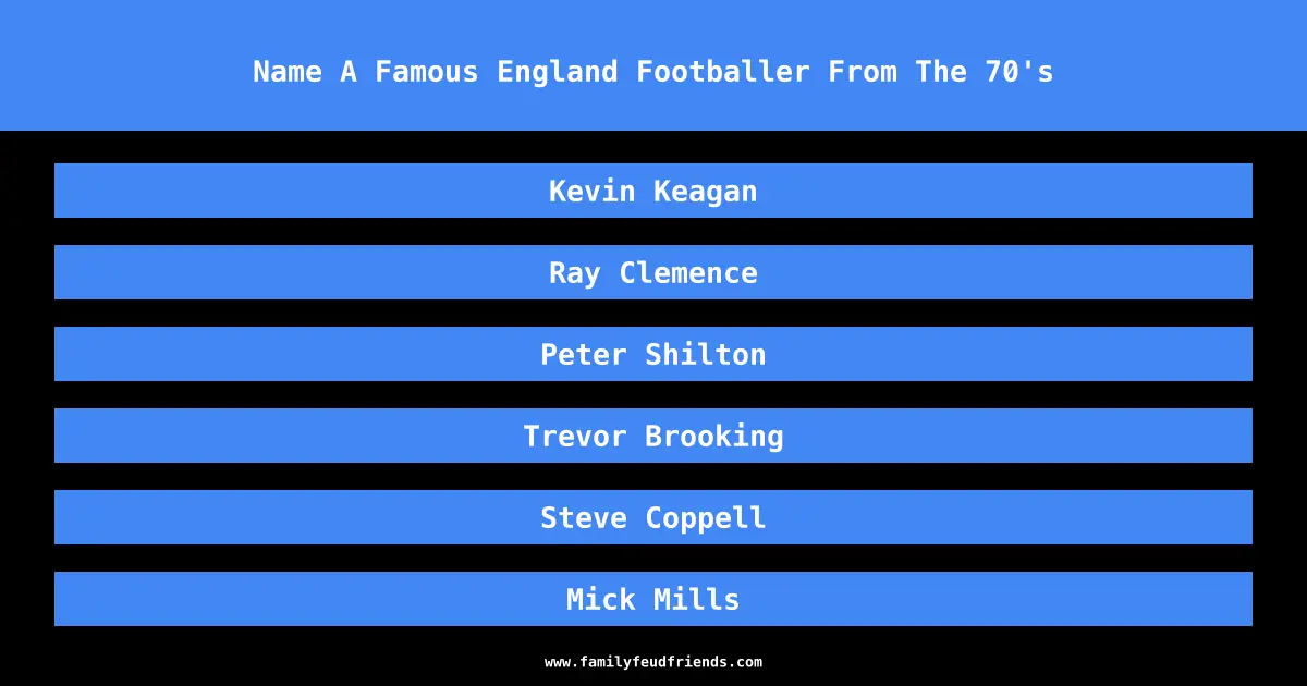 Name A Famous England Footballer From The 70's answer