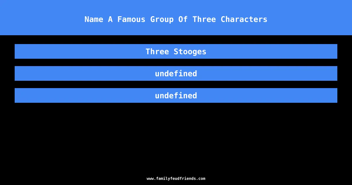 Name A Famous Group Of Three Characters answer
