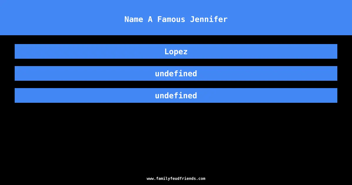Name A Famous Jennifer answer