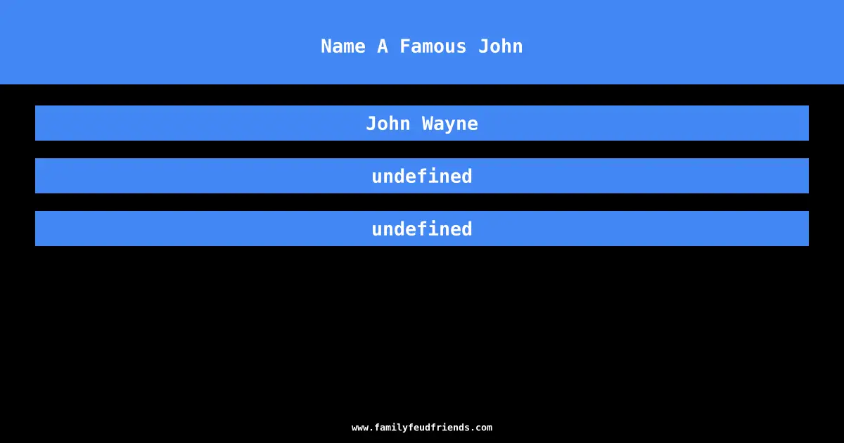 Name A Famous John answer