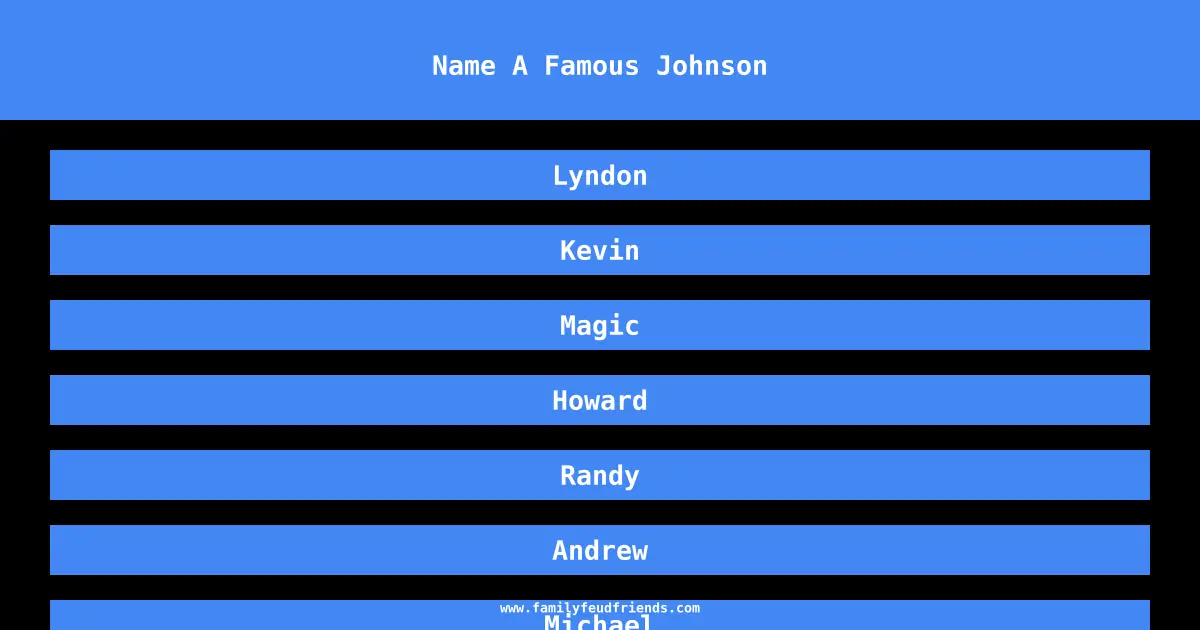 Name A Famous Johnson answer