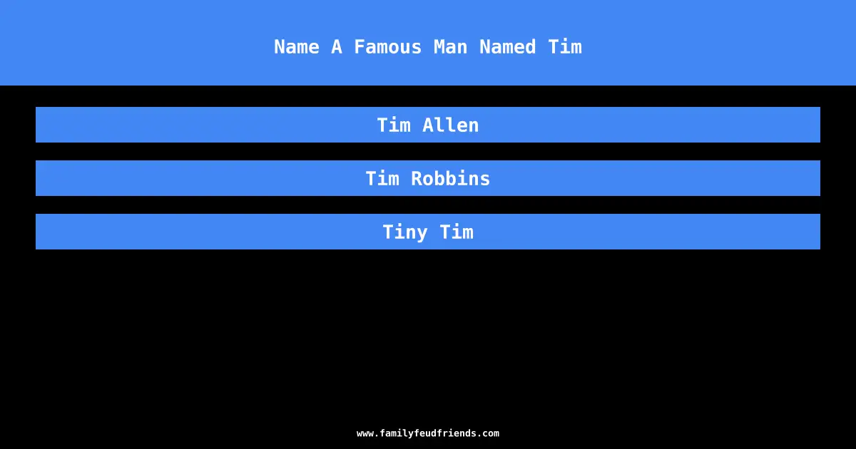 Name A Famous Man Named Tim answer