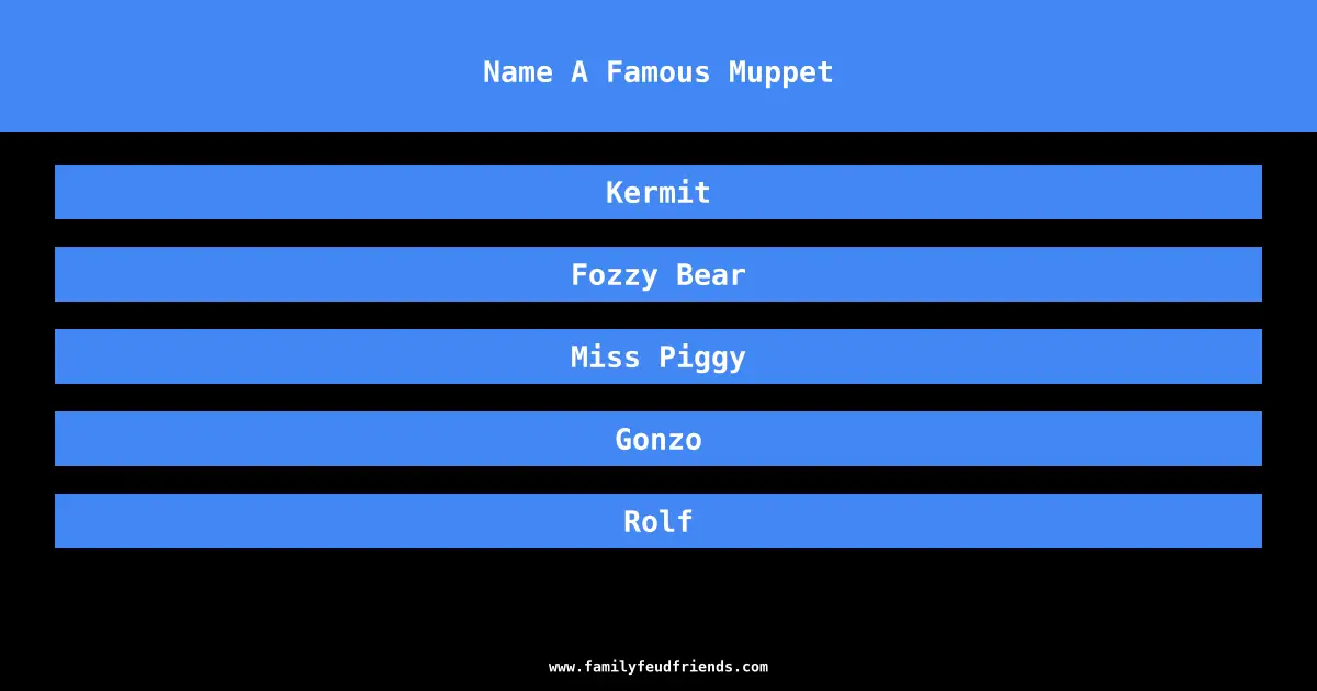 Name A Famous Muppet answer