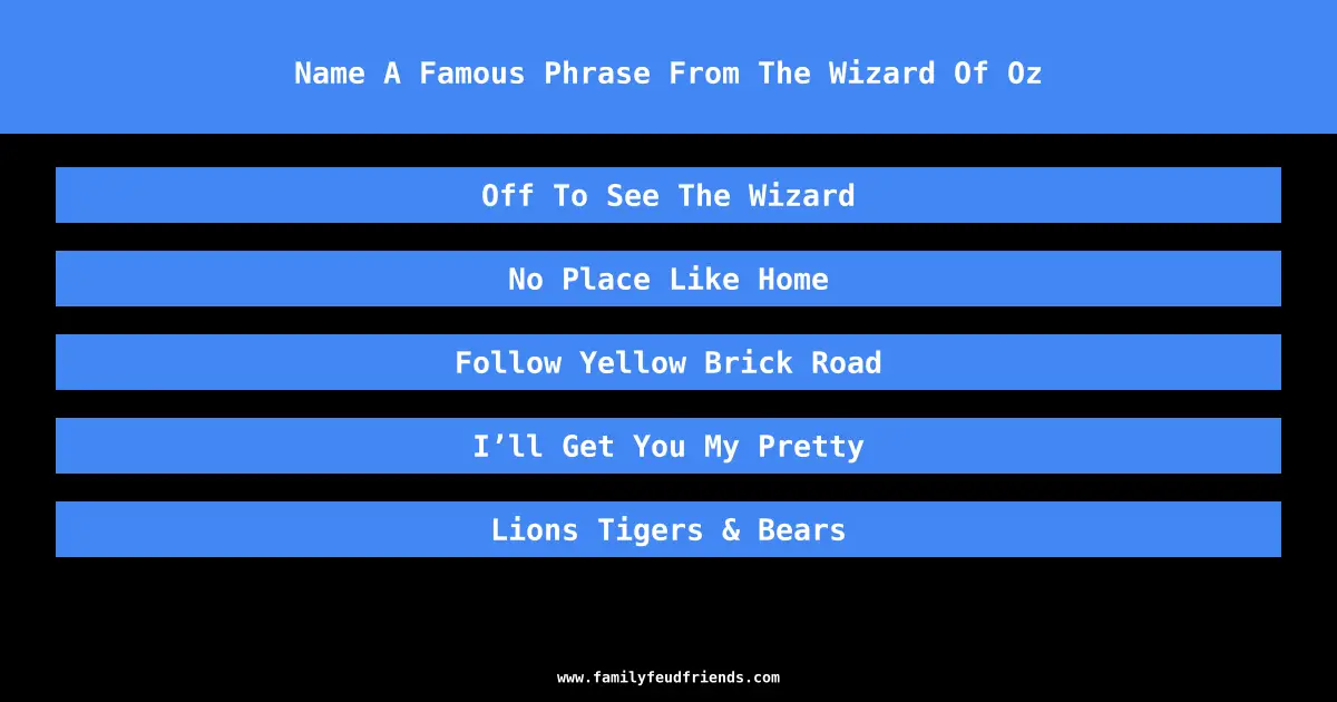 Name A Famous Phrase From The Wizard Of Oz answer
