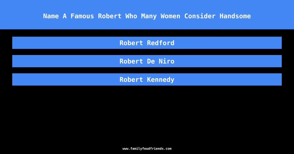 Name A Famous Robert Who Many Women Consider Handsome answer