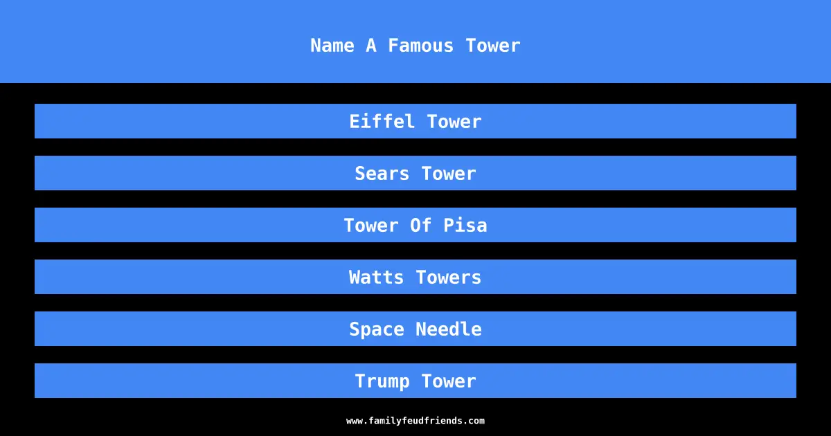 Name A Famous Tower answer