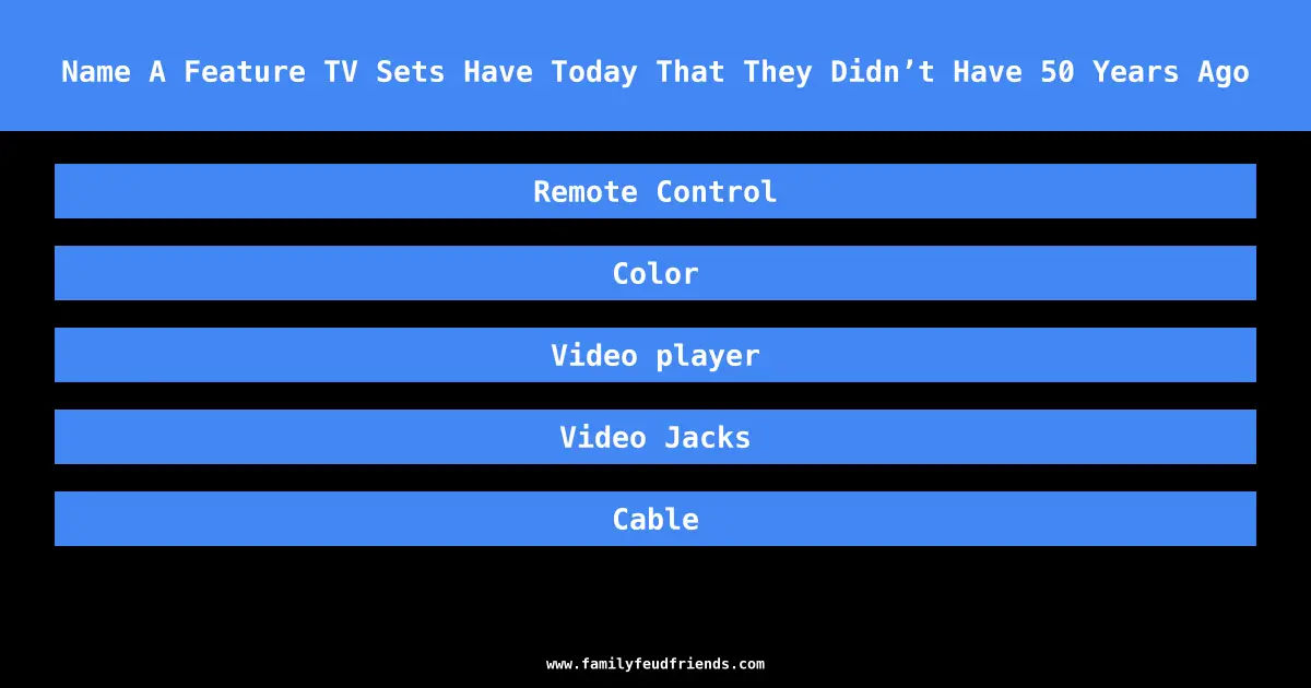 Name A Feature TV Sets Have Today That They Didn’t Have 50 Years Ago answer