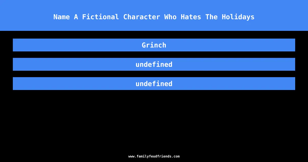 Name A Fictional Character Who Hates The Holidays answer