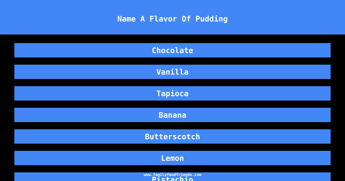 Name A Flavor Of Pudding answer