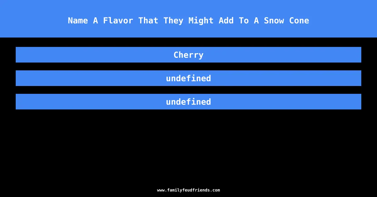 Name A Flavor That They Might Add To A Snow Cone answer