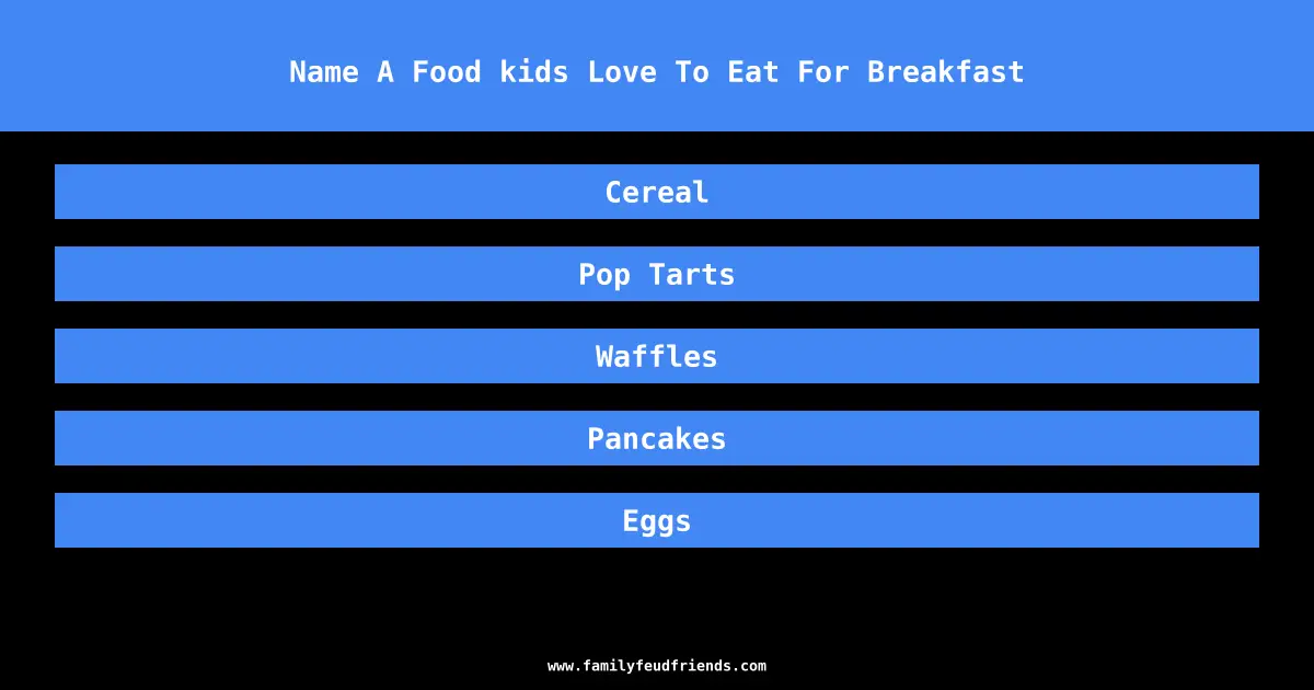 Name A Food kids Love To Eat For Breakfast answer