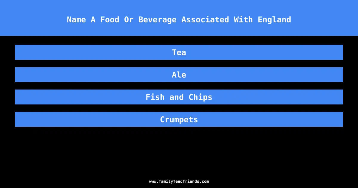 Name A Food Or Beverage Associated With England answer
