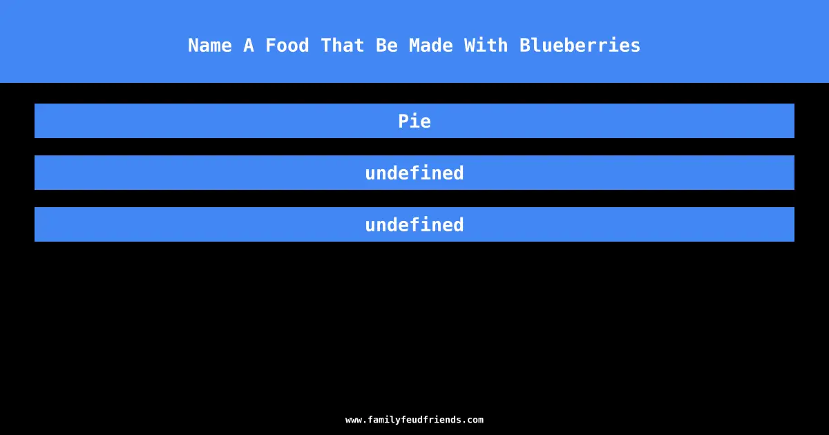 Name A Food That Be Made With Blueberries answer